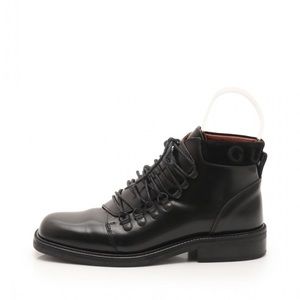 GUCCI vintage black logo patent leather trekking combat ankle boot 8